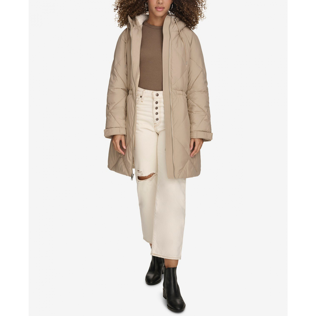 'Diamond Quilted Cinch Waist' Jacke für Damen