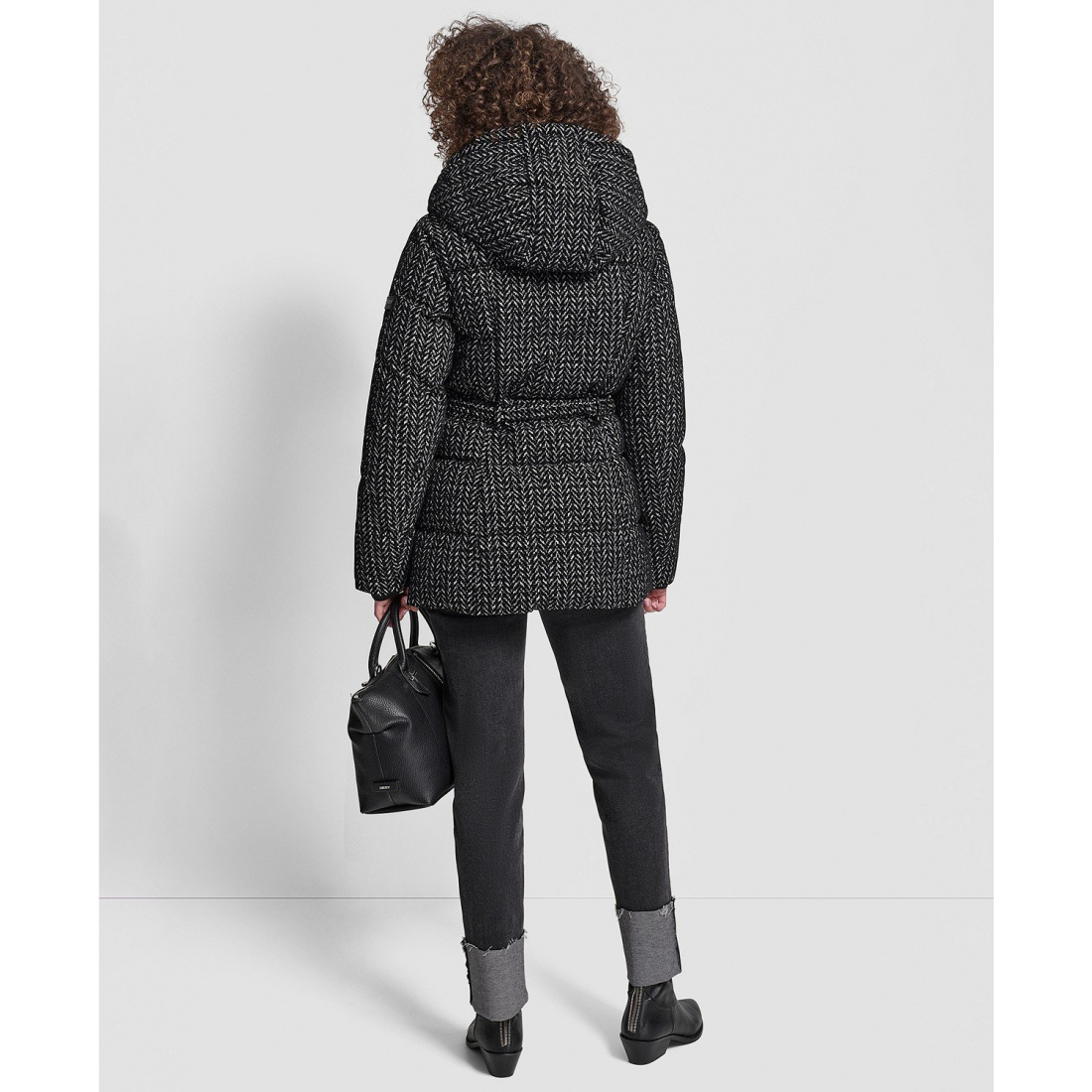 Manteau matelassé 'Belted Hooded' pour Femmes
