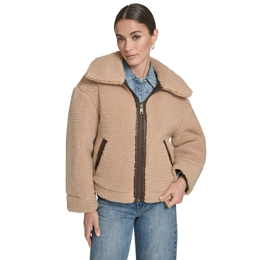 'Regular Reversible Sherpa To Faux' Lederjacke für Damen