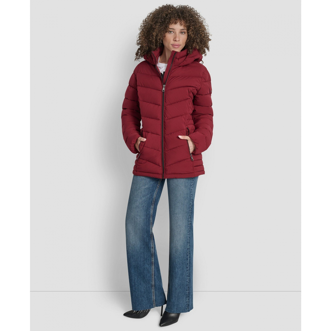 'Chevron-Quilted Full-Zip' Pufferjacke für Damen