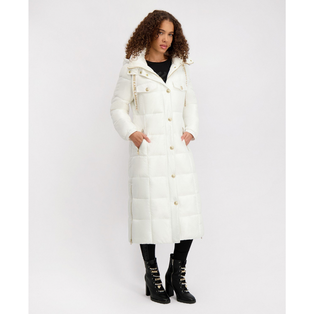 Manteau matelassé 'Hooded Snap-Front' pour Femmes