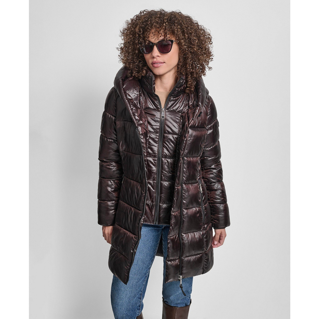 Manteau matelassé 'Bibbed Shawl-Collar Packable Shine' pour Femmes