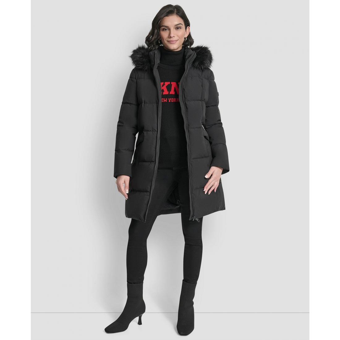'Hooded Zipper' Puffermantel für Damen