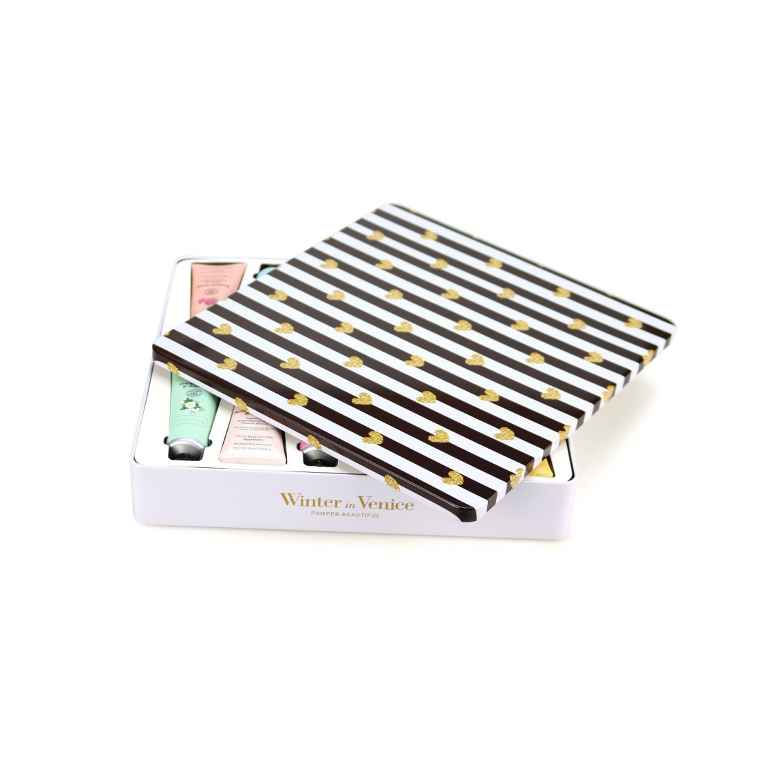 'Striped Hand Butter Tubes Tin' Hand Care Set - 25 ml, 12 Pieces