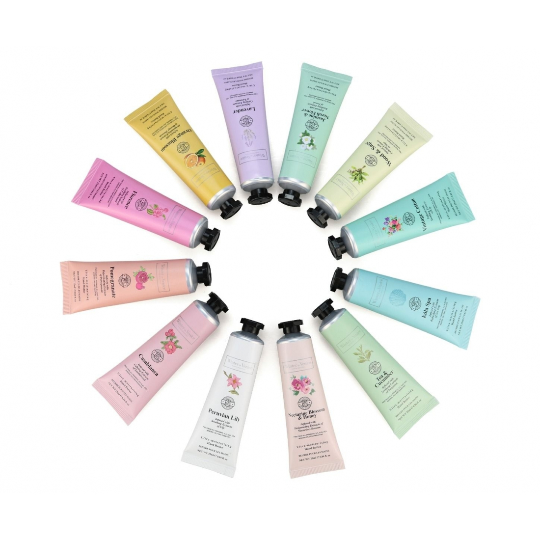 'Striped Hand Butter Tubes Tin' Hand Care Set - 25 ml, 12 Pieces