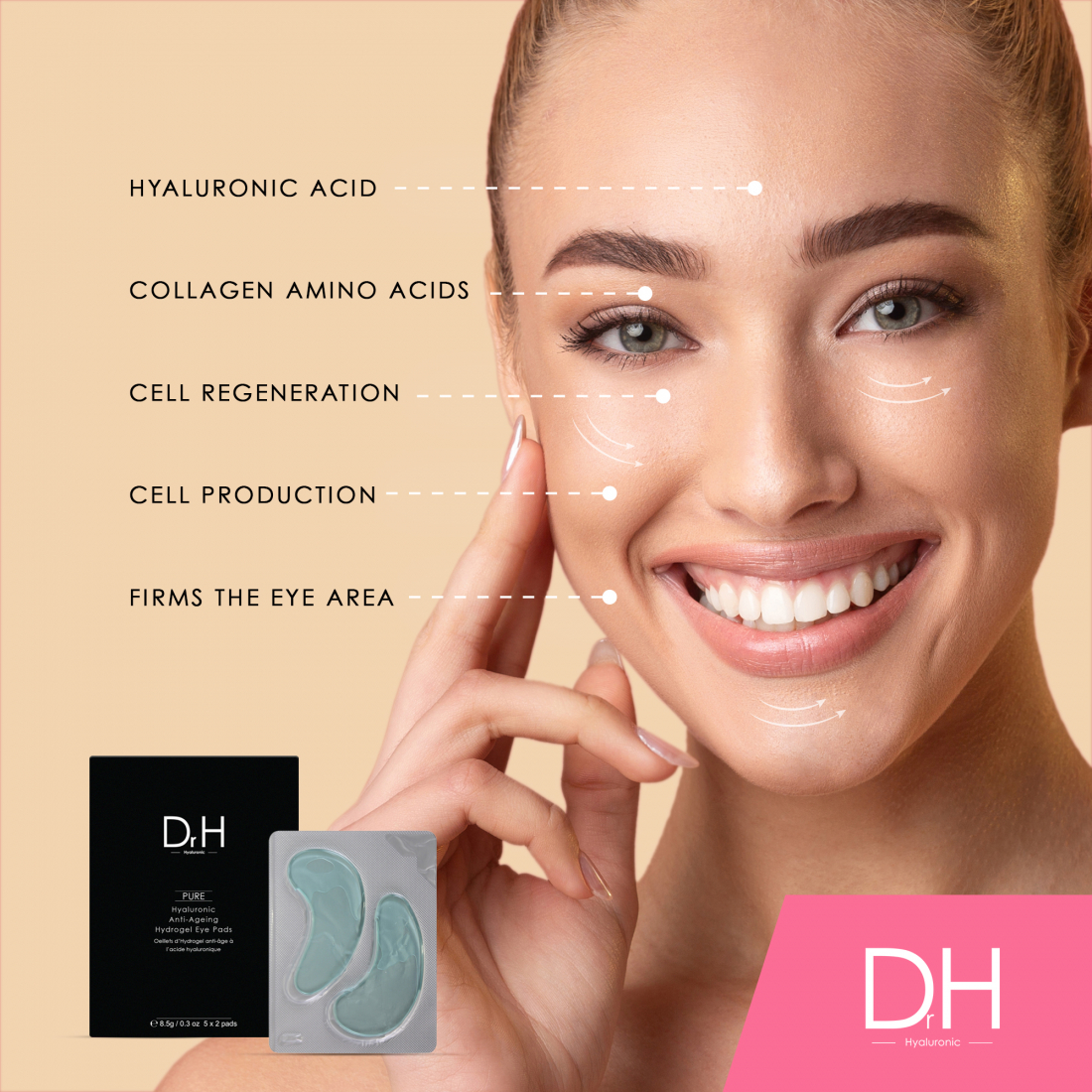 'Hyaluronic Acid Hydrogel' Eye Pads - 5 Pairs