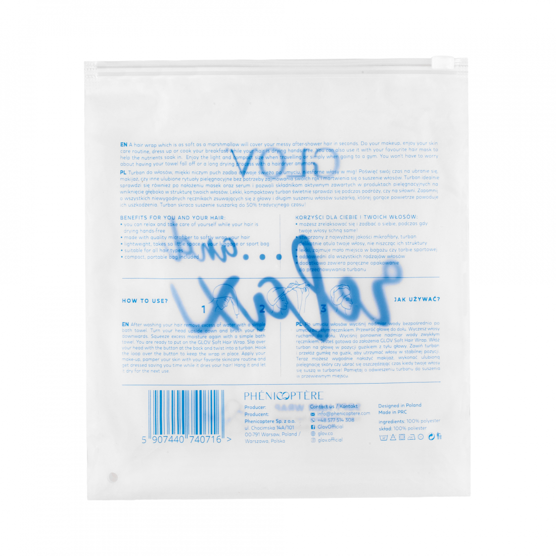 Serviette à cheveux enveloppe 'Soft'