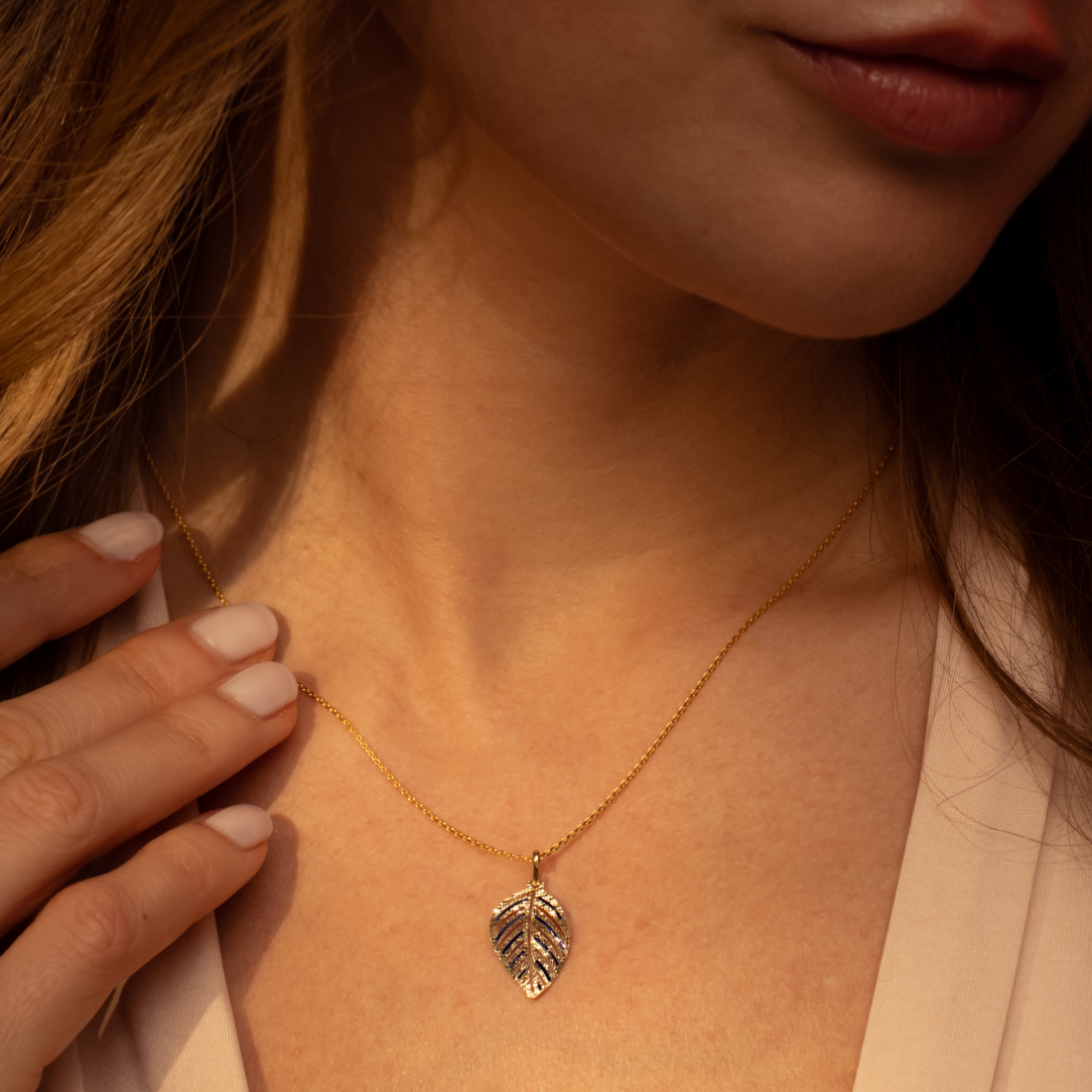 Pendentif sur chaine 'Feuilles' pour Femmes