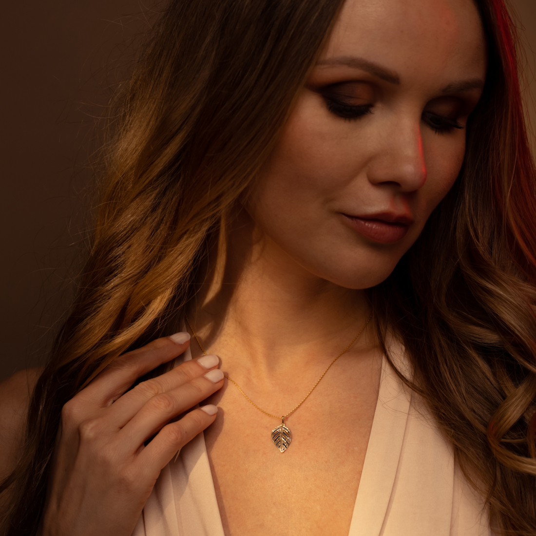 Pendentif sur chaine 'Feuilles' pour Femmes