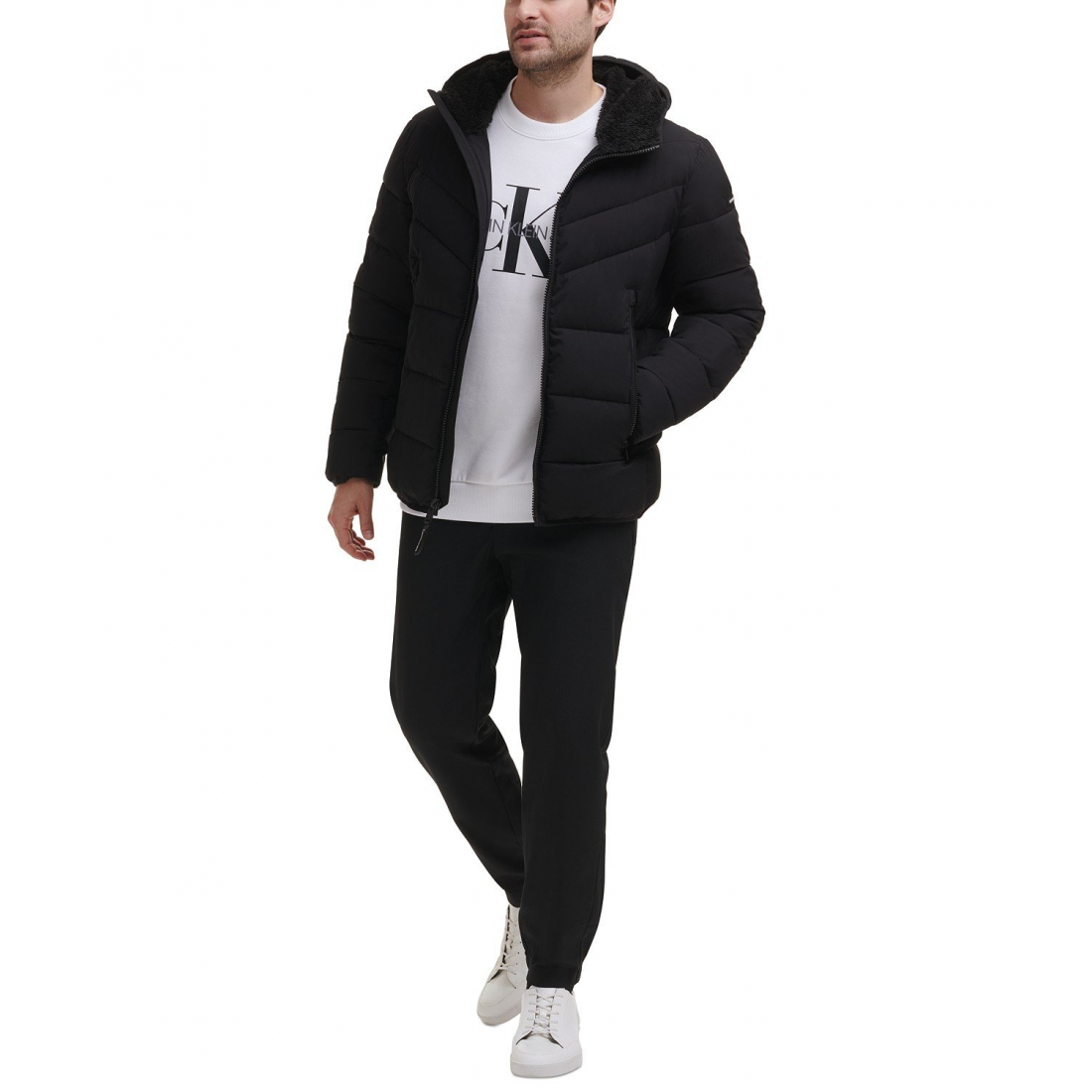 Veste matelassée 'Chevron Stretch With Sherpa Lined Hood' pour Hommes