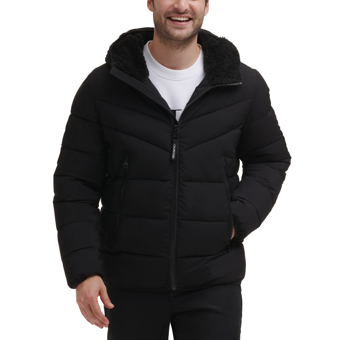 Veste matelassée 'Chevron Stretch With Sherpa Lined Hood' pour Hommes
