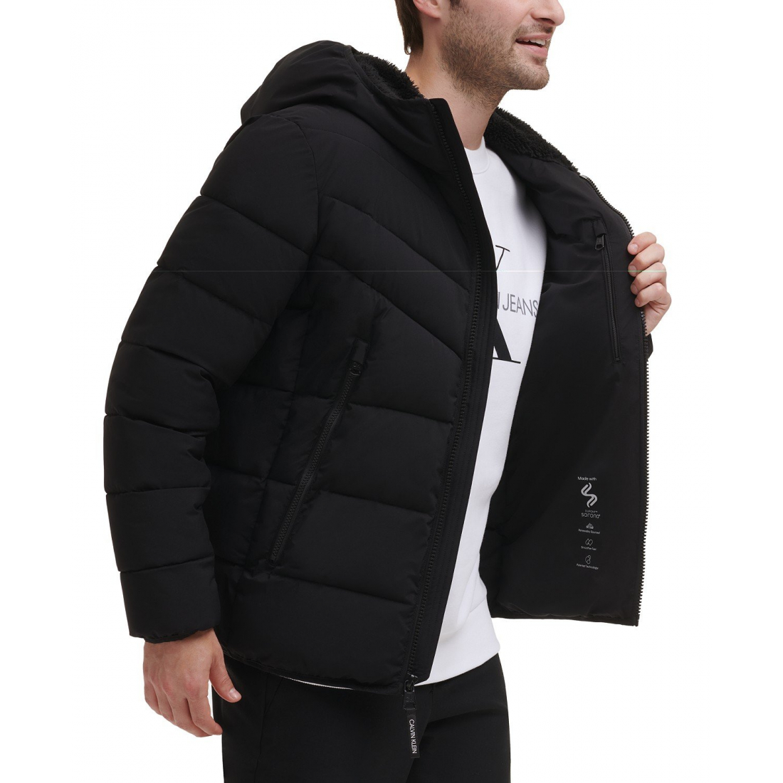 Veste matelassée 'Chevron Stretch With Sherpa Lined Hood' pour Hommes