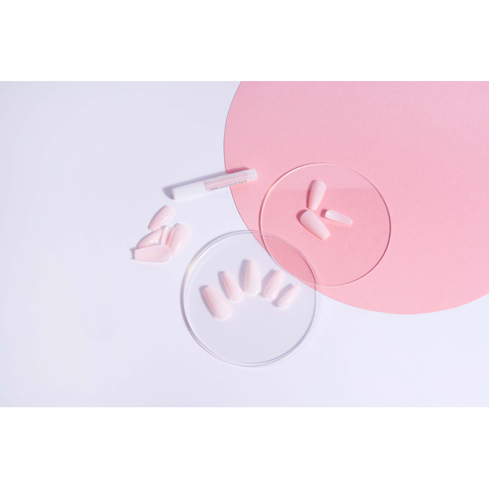 'Long Coffin' Nail Tips - Baby Pink 24 Pieces