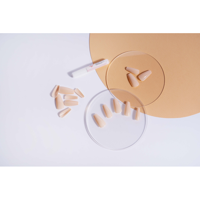 'Long Coffin' Nail Tips - Creamy Nude 24 Pieces