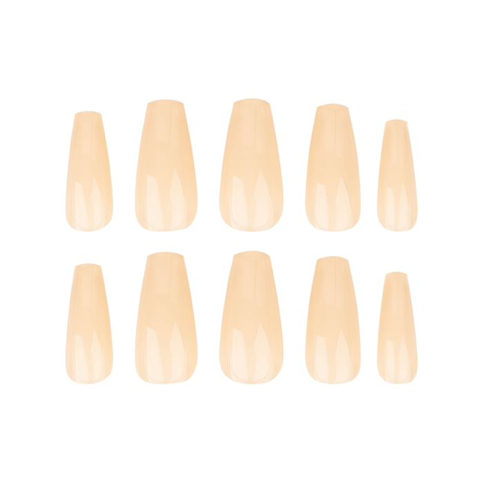'Long Coffin' Nail Tips - Creamy Nude 24 Pieces