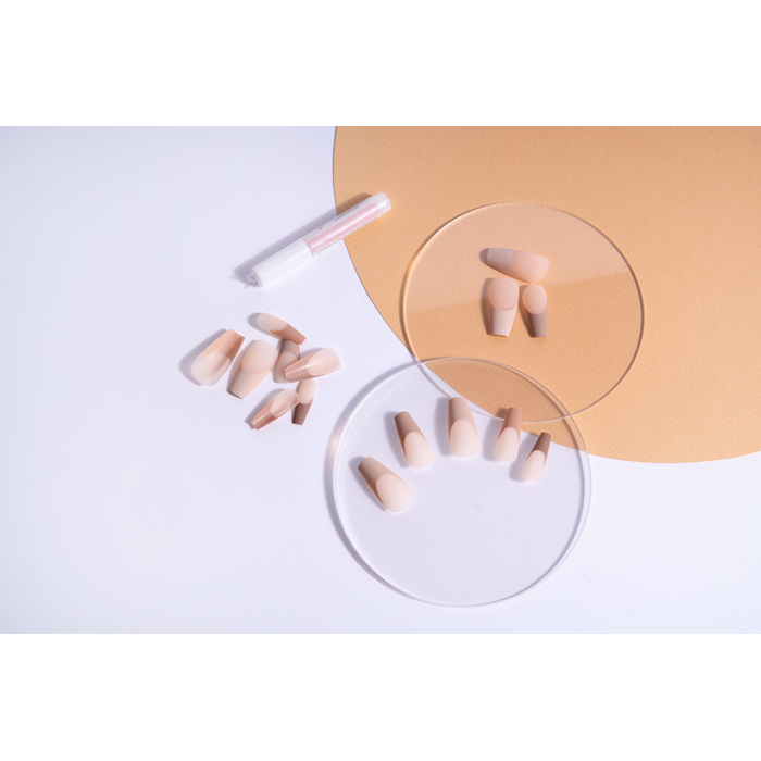 Capsules d'ongles 'Long Coffin' - Nude Tip 24 Pièces