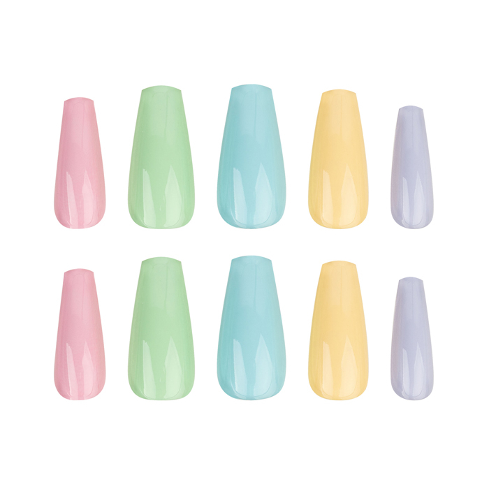 Capsules d'ongles 'Long Coffin' - Mixed Pastel 24 Pièces
