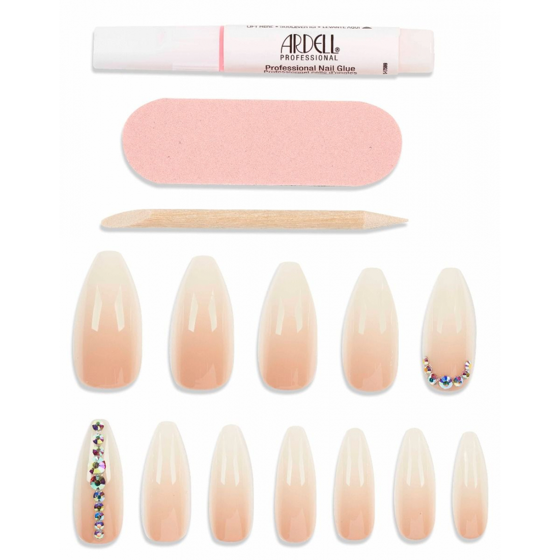 Faux Ongles 'Nail Addict' - Nude Light Crystal