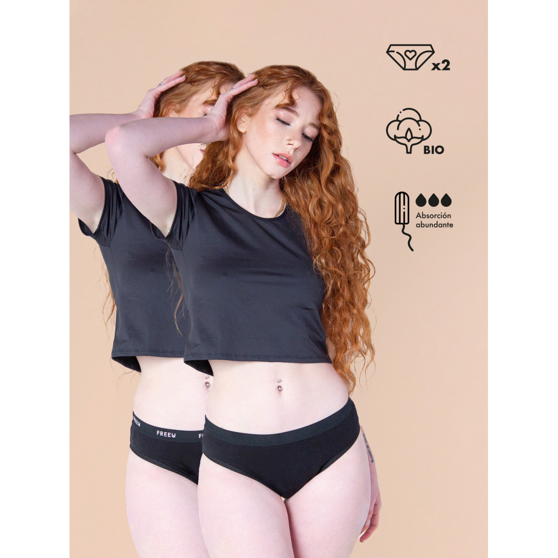 Slips Menstruels 'FreeU Abundant Flow' pour Femmes - 2 Pack