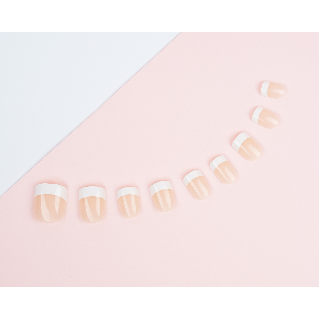 Faux Ongles 'Pink French Square' - 24 Pièces