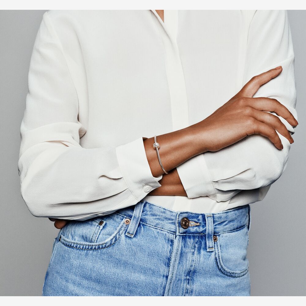 Charm 'Sterling Silver Clip With Clear Cubic Zirconia' pour Femmes