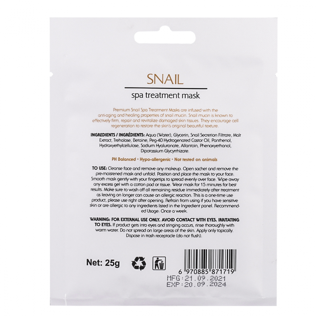 Masque visage 'Snail Slime'