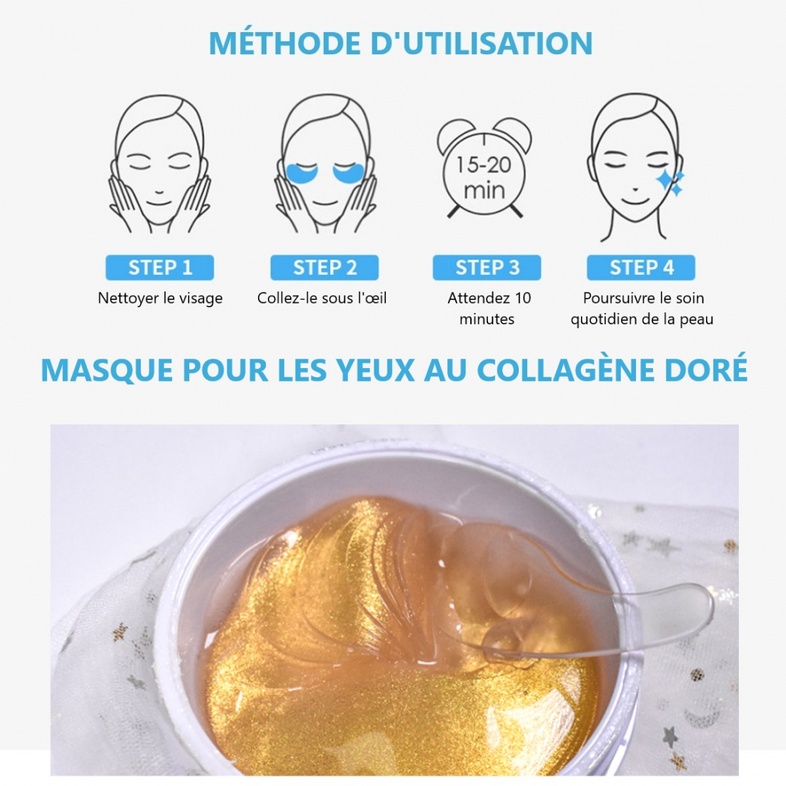 Patchs pour les Yeux 'Gold Collagen' - 60 Pièces