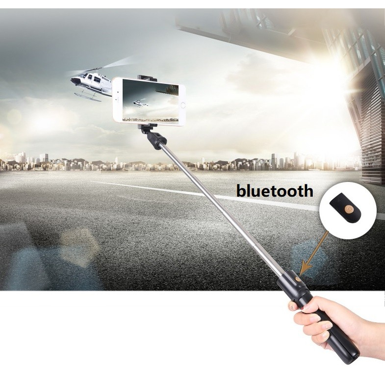 Mini 270° Rotating Bluetooth Selfie Stick with Built-in Tripod - Black