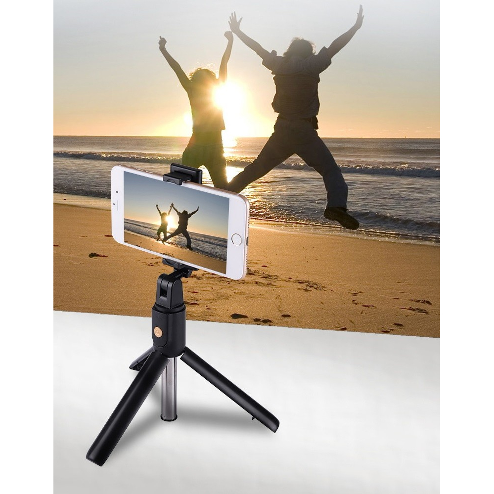Mini 270° Rotating Bluetooth Selfie Stick with Built-in Tripod - Black