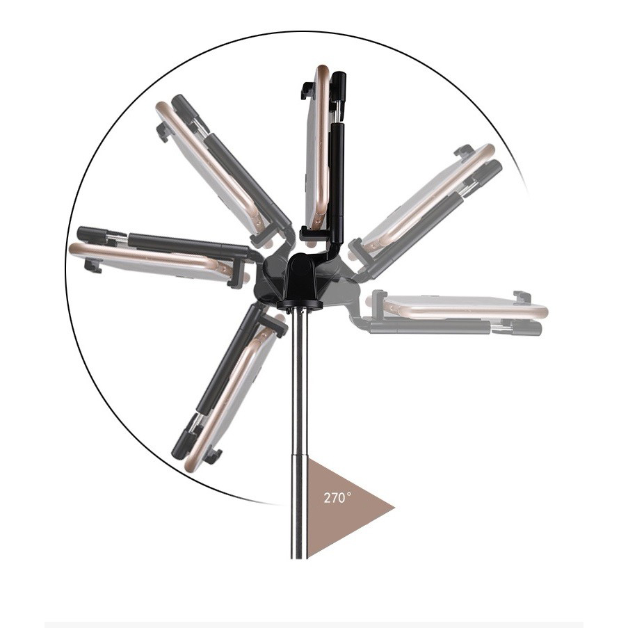 Mini 270° Rotating Bluetooth Selfie Stick with Built-in Tripod - Black