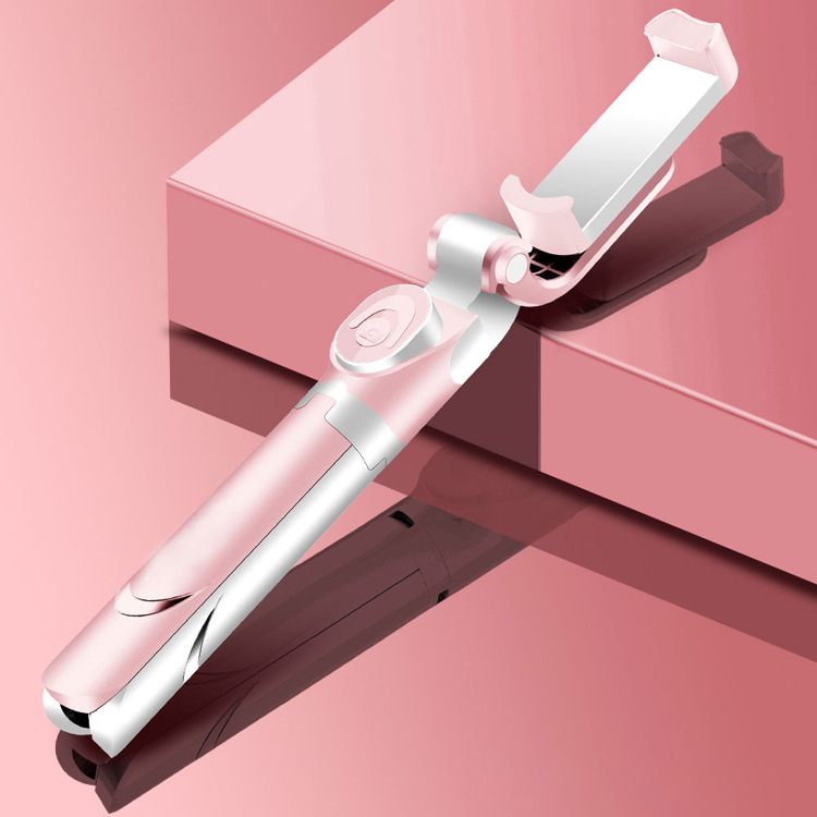 Retractable Bluetooth selfie stick with built-in tripod - Pink