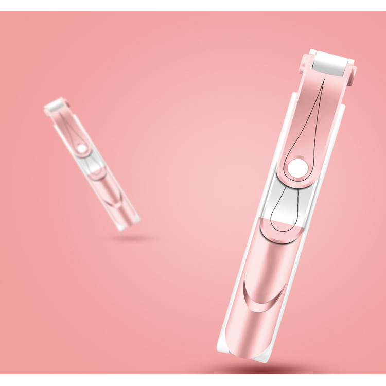 Retractable Bluetooth selfie stick with built-in tripod - Pink