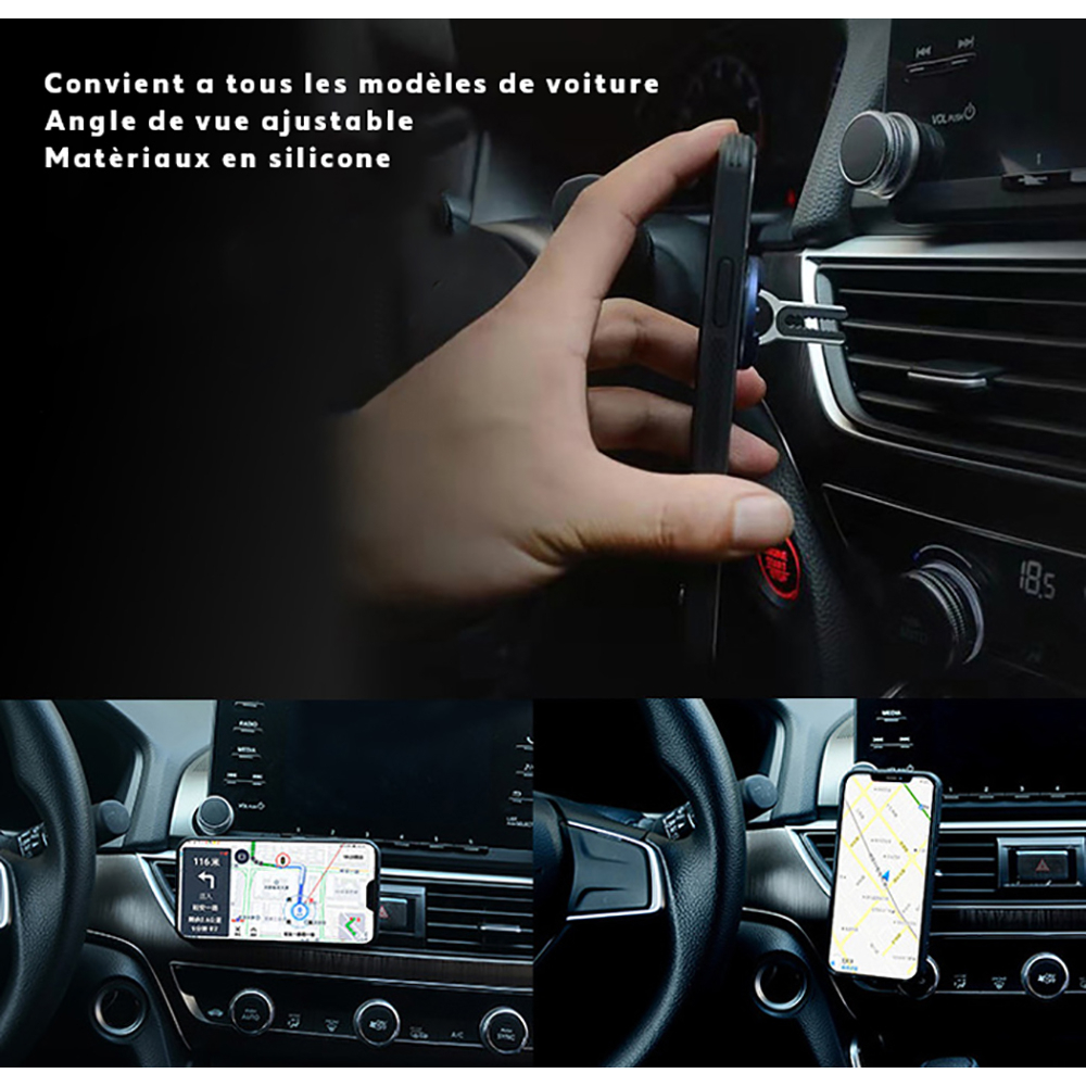 360° Rotating Folding Mobile Ring Holder with Phone and Car Mount Function - Black