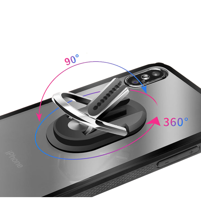 360° Rotating Folding Mobile Ring Holder with Phone and Car Mount Function - Black