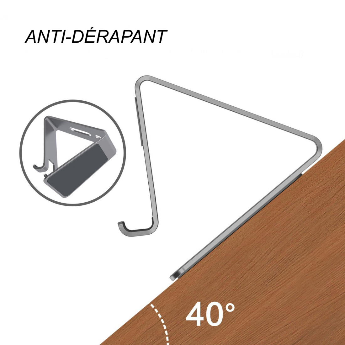 Horizontal stand for smartphones and tablets in aluminum - Silver