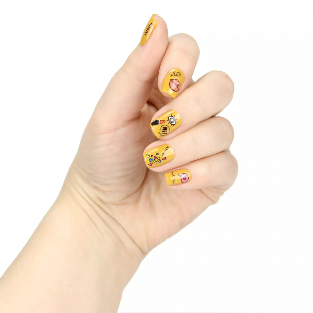 Autocollants à ongles 'Hey, Be Happy' - 54 Pièces