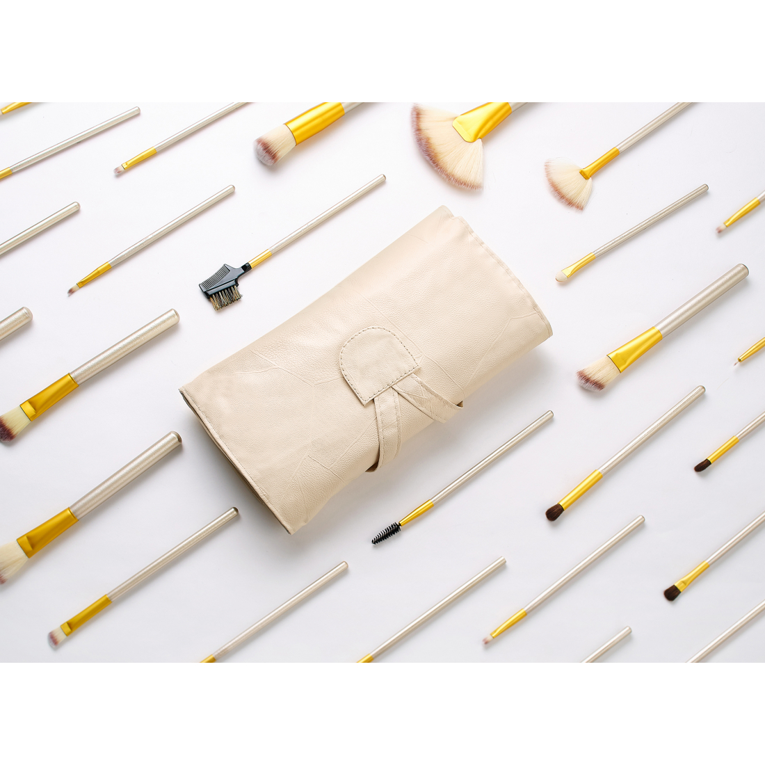 Set de pinceaux de maquillage 'Roll-Up Travel' - 24 Pièces