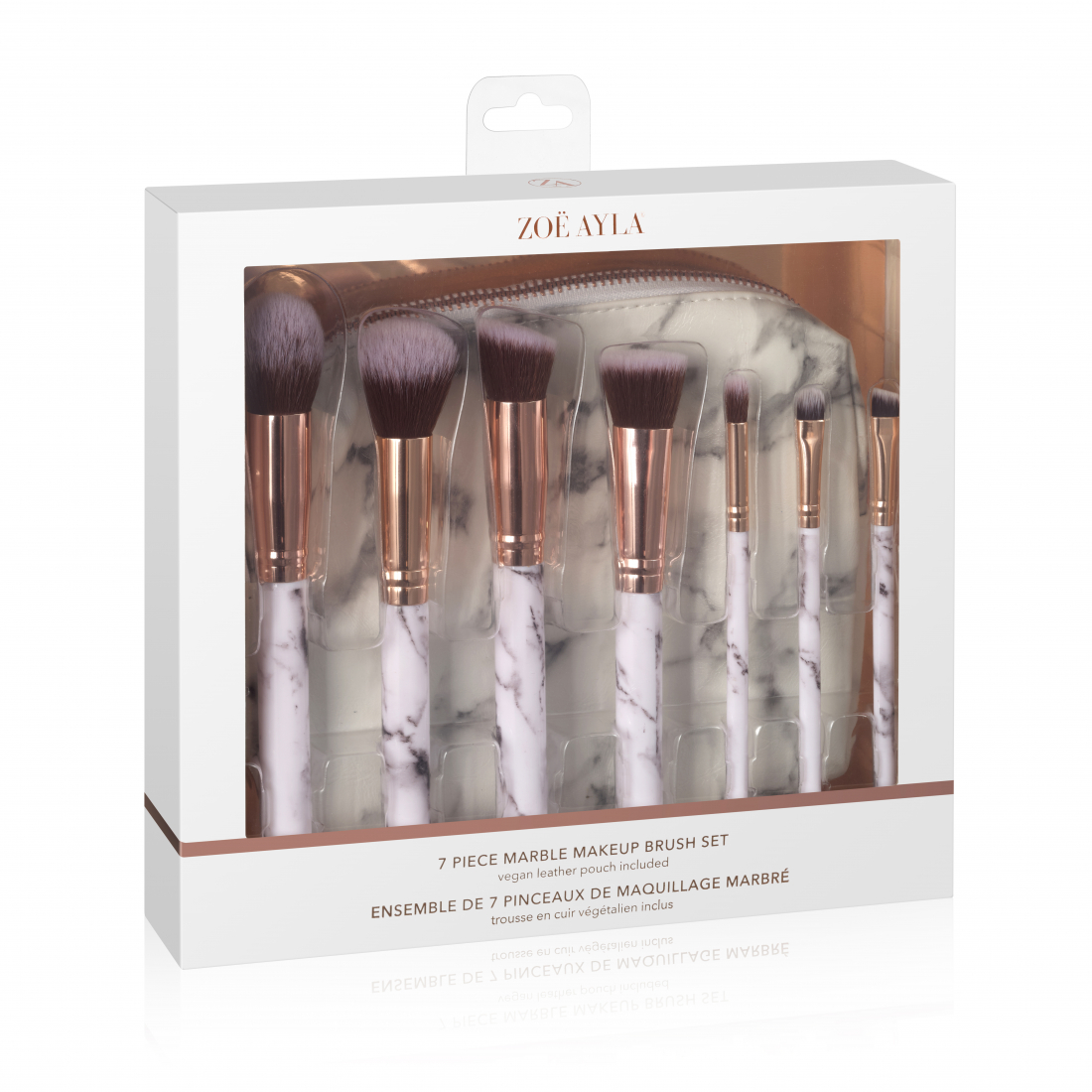 Pochette, Set de pinceaux de maquillage 'Marble Effect' - 7 Pièces