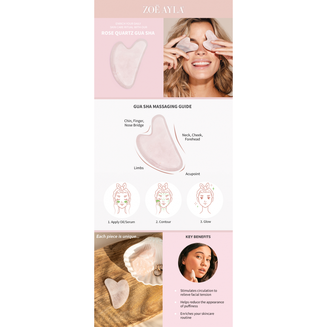 Gua Sha 'Rose Quartz'