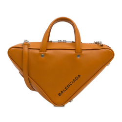 Balenciaga AB Balenciaga Orange Calf Leather S Triangle Duffle Bag Italy