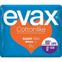 Evax 'Cottonlike' Pads with Flaps - Super 12 Pieces