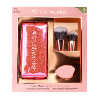 Brushworks Set de maquillage 'Travel Brush & Sponge' - 4 Unités