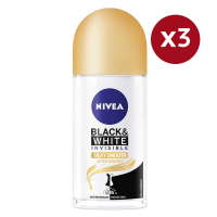 Nivea 'Black & White Invisible Silky Smooth' Roll-on Deodorant - 50 ml, 3 Pack