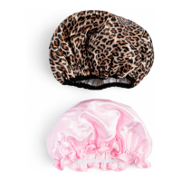 Zoë Ayla Shower Cap - Pink Polka & Leopard 2 Pieces