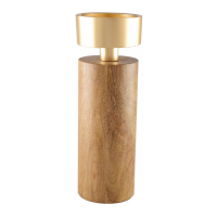 Aulica Wood And Gold Metal Candle Holder 23Cm