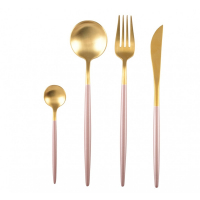 Aulica Cutlery Set Gold And Pink 18/10 - 24 Pieces - Service For 6