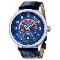 Gevril Men's Giromondo Swiss-Made Quartz Blue Dial Blue Calfskin Leather Watch