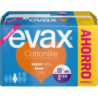 Evax 'Cottonlike' Pads with Flaps - Super 24 Pieces