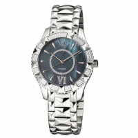 Gevril Women's Venice Swiss-Made Quartz Black MOP Dial Silver 316L Stainless Steel Diamond Watch