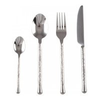 Aulica Cutlery Set Silver Hammered 18/10 - 24 Pieces - Service For 6